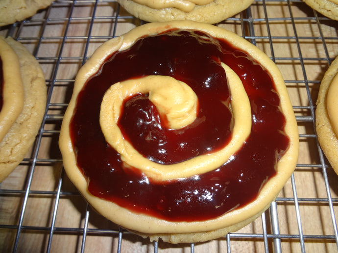 Copycat Crumbl Homemade Peanut Butter and Jelly Cookies (8 Cookies)