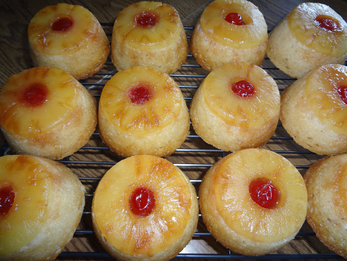 Cheery Homemade Single Serving Pineapple Upside-Down Cakes (6 Cakes)