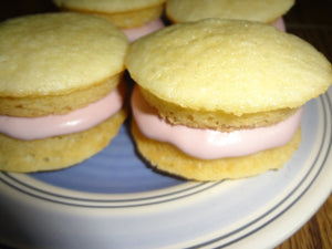 Soft and Moist Homemade Vanilla Whoopie Pies With Raspberry Cream Filling (1 Dozen)