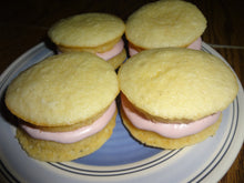 Soft and Moist Homemade Vanilla Whoopie Pies With Raspberry Cream Filling (1 Dozen)