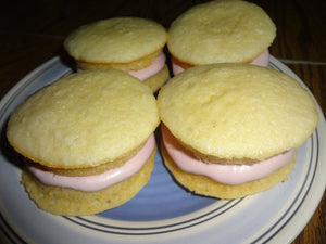 Soft and Moist Homemade Vanilla Whoopie Pies With Raspberry Cream Filling (1 Dozen)